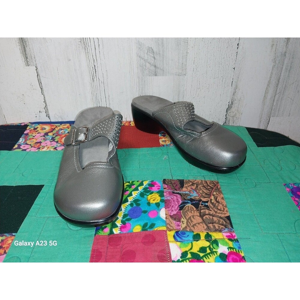 Vionic Fallon Leather Clog Pewter Size 9